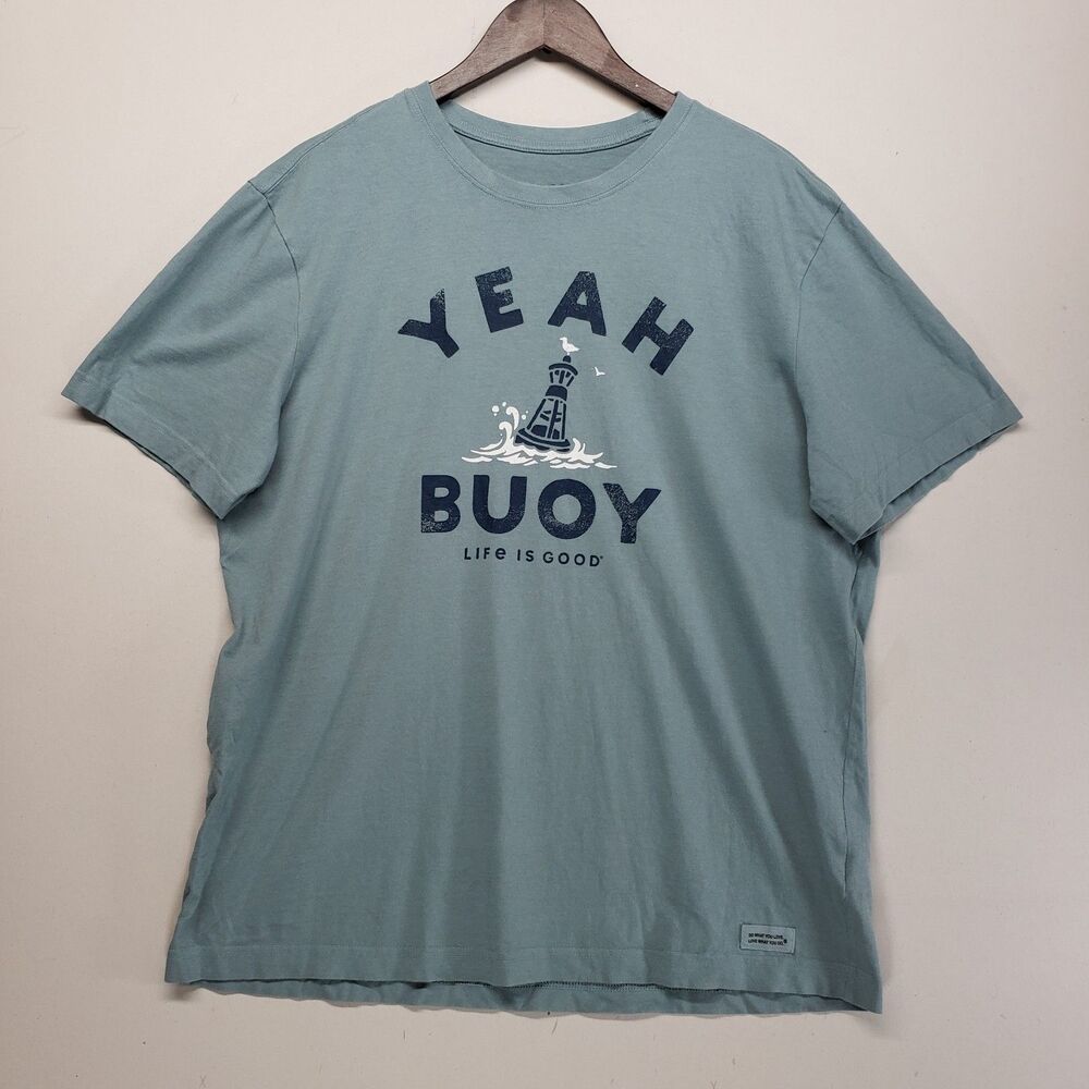 Life Is Good Mens Large Yeah Buoy Shirt Short Sleeve Crusher Tee Nautical
